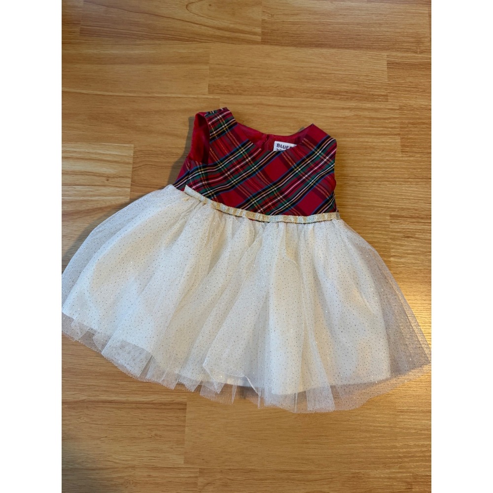 Blueberi Boulevard Baby Girls 3M Red Plaid Sparkle Tulle Christmas Holiday Dress